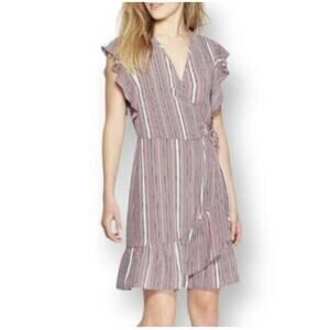 XHILARATION PURPLE & WHITE FAUX WRAP DRESS SZ.M EUC